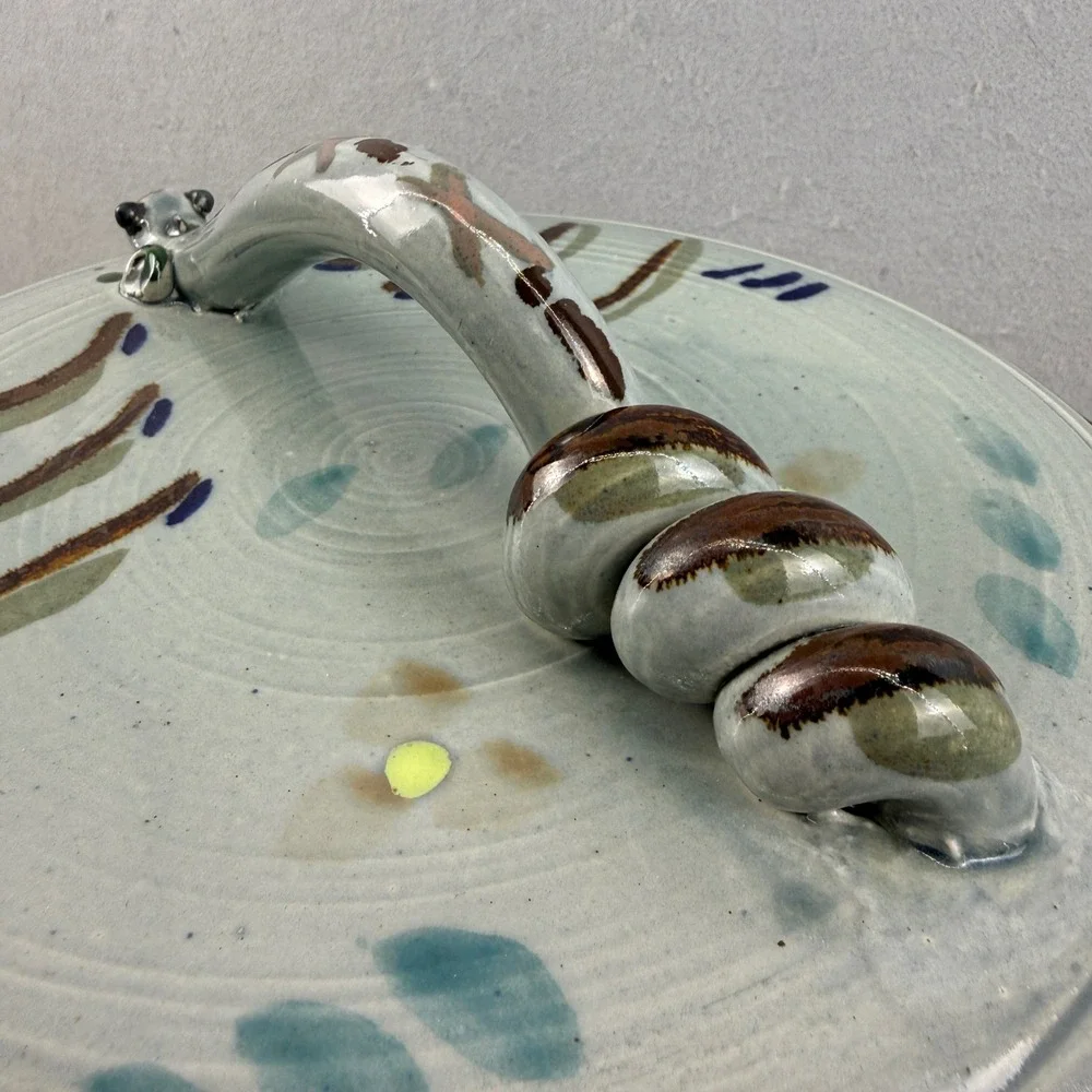 Bill Brigham Cowtown Pottery‎ Rattlesnake Casserole Dish Studio Stoneware Texas